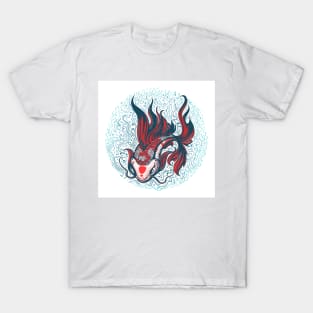 Colorful Koi Carp Hand Drawn Tattoo. T-Shirt